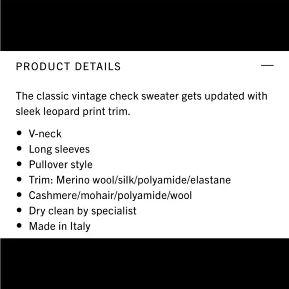 ❤️TRADED❤️ Burberry check V neck leopard trim sweater medium unisex - Picture 10 of 10